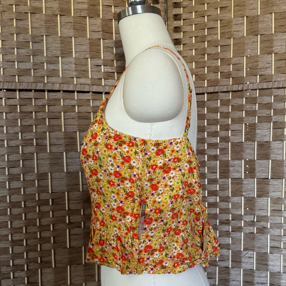 NWT ditsy floral print tie back AJC crop top S - Picture 7 of 10